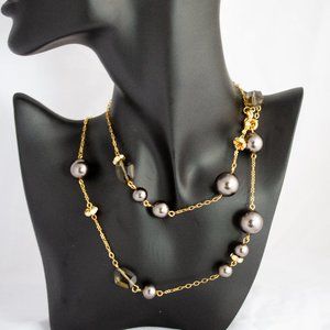 J. Crew black pearl long necklace (faux)